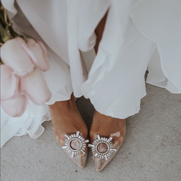 Clear Embellished Princess Mule Heels - Picture 3 of 9